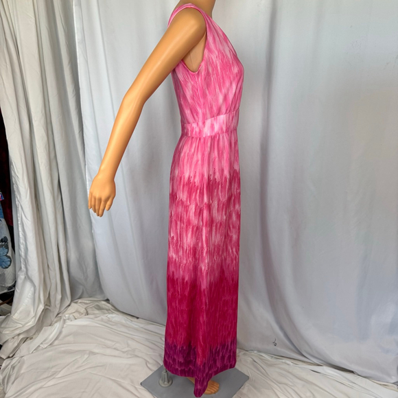 Vintage Pink Maxi Dress Ombré Leslie Fay Women's M Sleeveless - Picture 2 of 13
